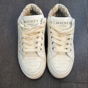 Mickey Mouse Pattern White Sneakers Shoes